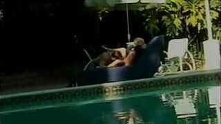 Blondie cougar with phat titties gets her vulva munched and pummeled out by the pool