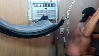 Bi-racial mature fag gets porked in sling at home
