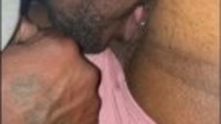 Porno maniac car driver licking my moist slit at car stop