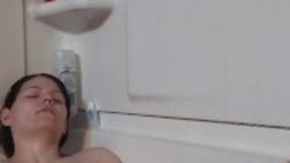 Solo woman pops in tub
