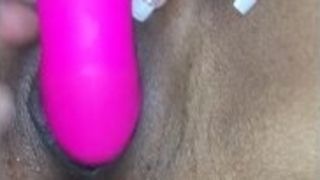 Horney cougar takes a vibing butt ass-plug in her donk while using a hitachi on her cooter