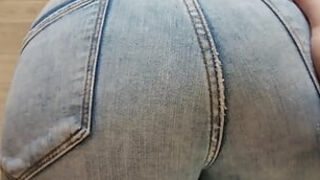 I Help My step-sister with Her cock-squeezing denim on this brilliant thick arse