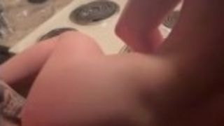 Phat ass white girl penetrated in the kitchen by big black cock