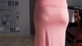 Demonstrable thong Line Fetish taunt In lengthy Maxi micro-skirt