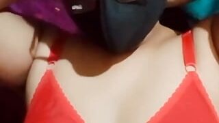 Beautiful super-naughty lady with blue sundress. Uber-sexy bhabi friggings her taut coochie. Bangla conversing