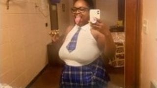 Ebony hot babe in school dress