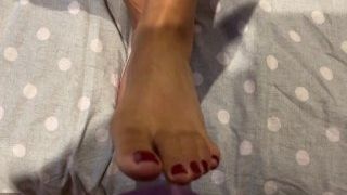 Draining a erection with my painted toes and soles, brief video.