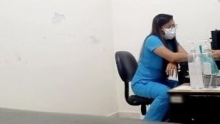 Nurse conducts dialogue in her office and then gives powerful oral to stranger