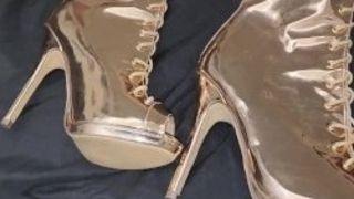 Humping my wifes Gold hip high footwear
