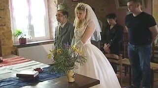 Mischievous French godmother gets group-fucked on the wedding day