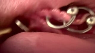 Extraordinary Close Up fondling My Pierced pearl by make-up Brush and good-sized ejaculation make me totally humid