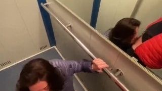 Sex addict Neighbor super-hot Public poke In Elevator