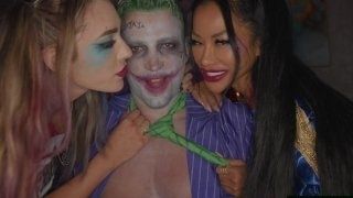 How Many Harleys Are Too Many For A Single Joker? Halloween threeway With Maximo Garcia And Mackenz
