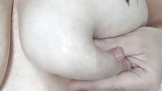 Mummy Milks her Big Lactating Tits in the shower - Squirting Breast Milk all over