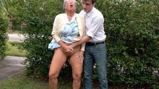Insane grannie Public orgy, Granny bursts After huge climax From Helpful Stranger