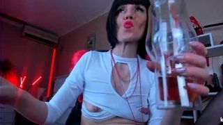 Web cam brown-haired solo onanism