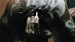 Hefty dump jizm from behind, big black cock dump jizmshot in shower