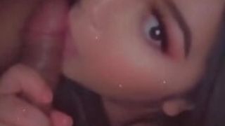 Latina girlfriend deep-throating hard-on gets a facial cumshot