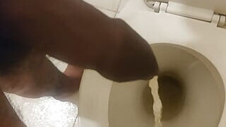Indian ebony weenie studs urinating in the rest room