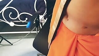 Tamil Aunty Saree Low thigh belly button wish Roleplay