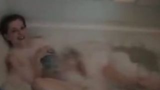 My sizzling hot brunette wife takes bubble bath and masturbates