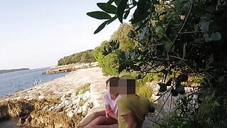 Teenager tutor fellates my dick in a public beach in Croatia in front of ehighlyone - it's highly risky with people near- MissCreamy
