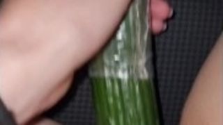 Cougar commando public shop errands with stimulating ass butt-plug finishes in cucumber faux-cock jack in van